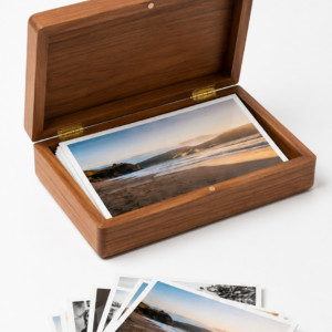 Caja de madera para almacenamiento de fotografías